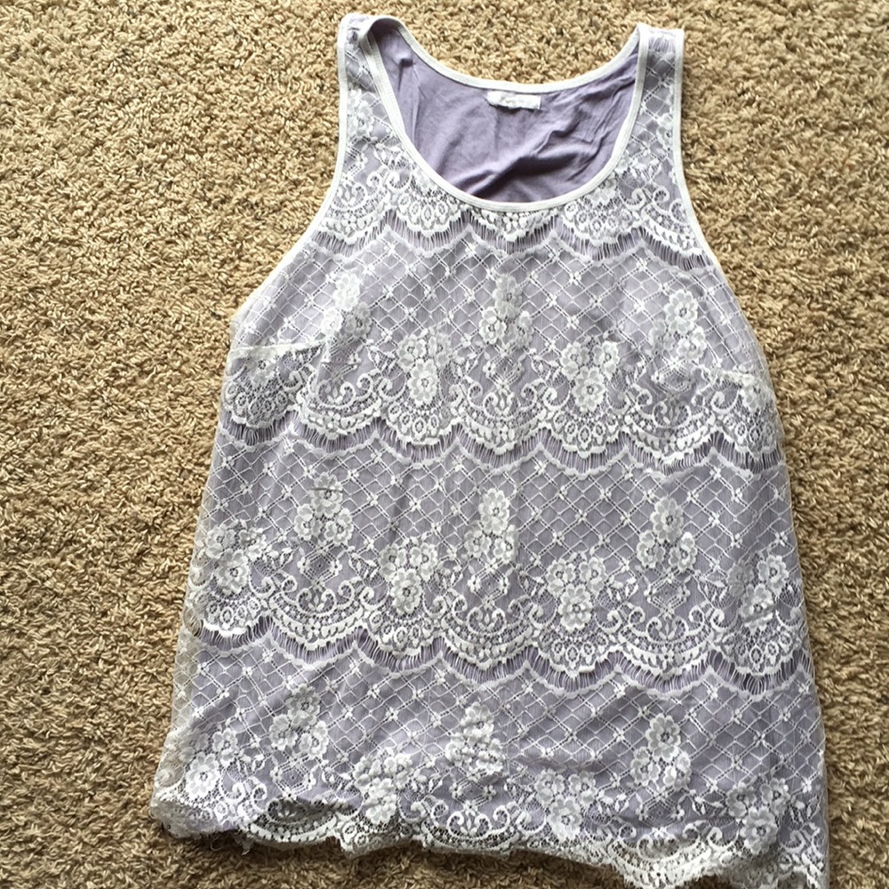 Purple shirt w/ attached doily-like outer shirt